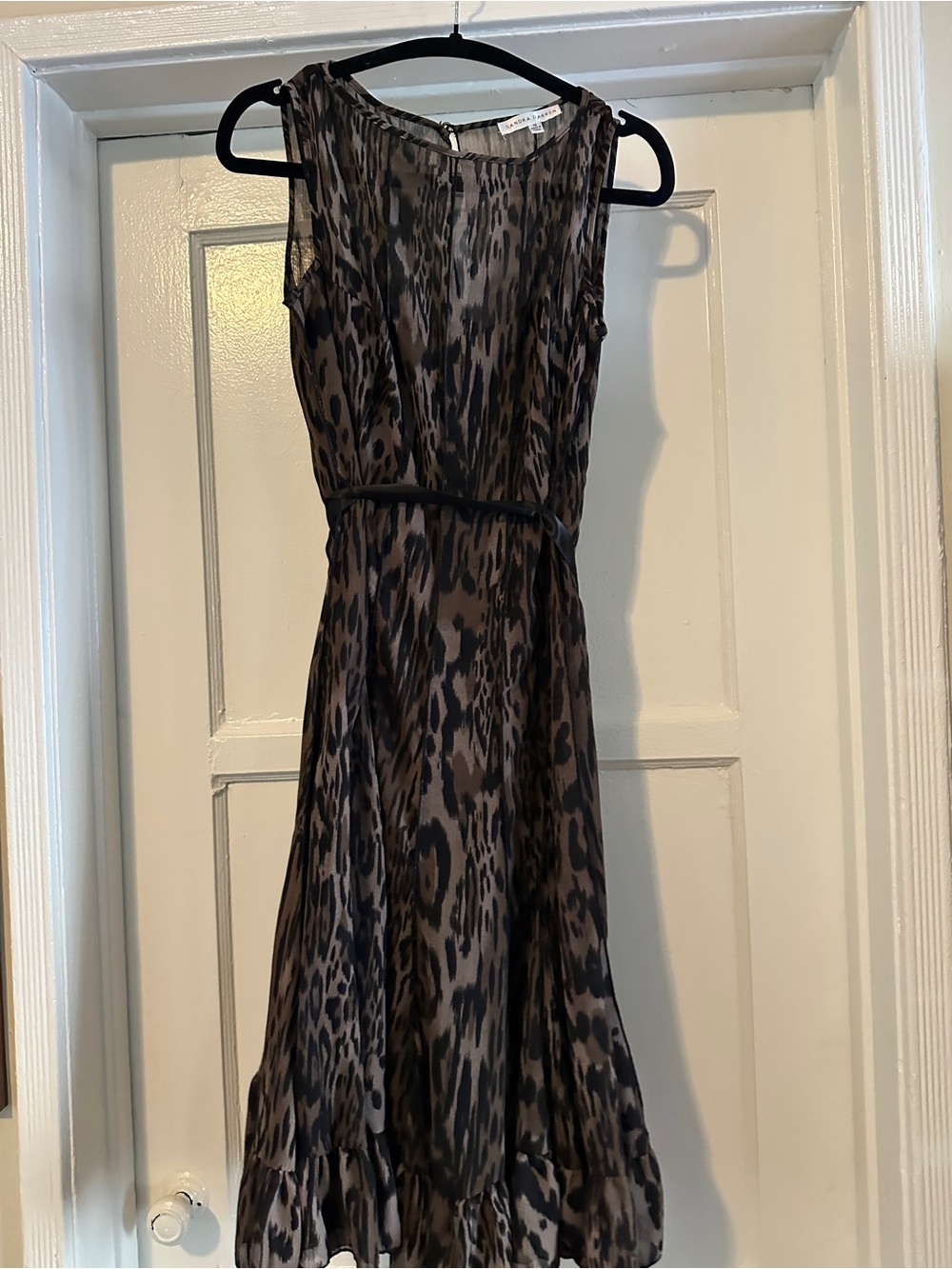 Sandra Darren Sleeveless Animal Print Midi Dress